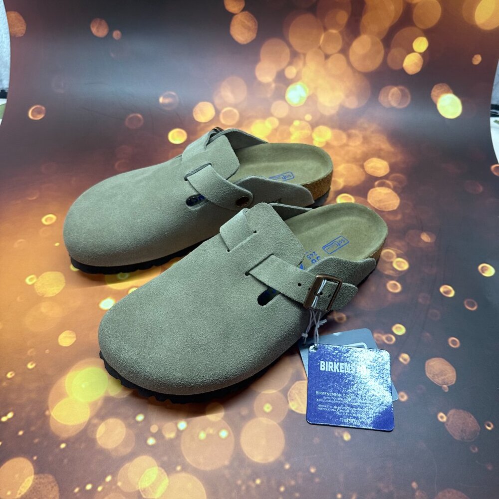 🎁Birkenstock Boston Soft Shoes Suede Sandals Clogs Mules  Black